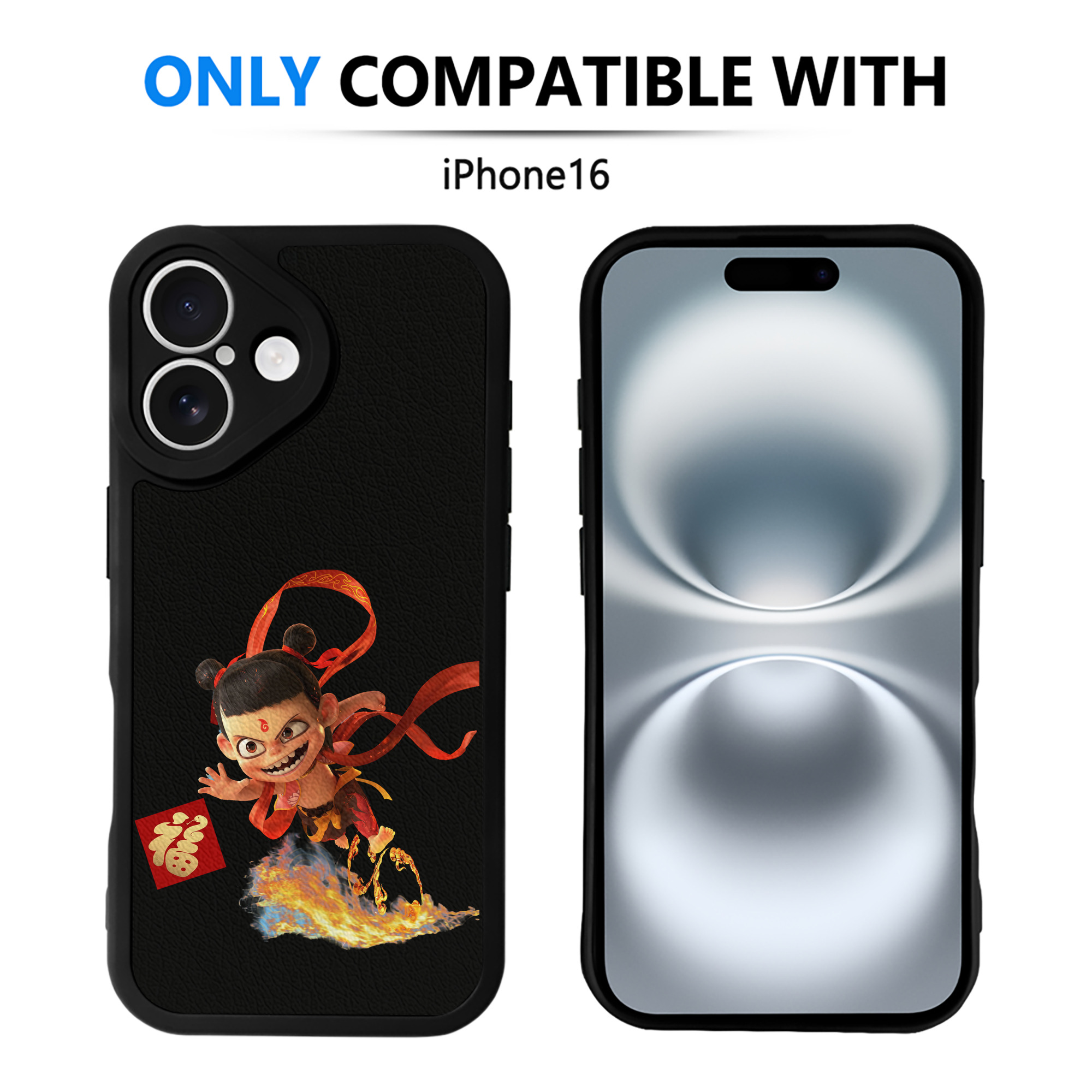 （画像用） Ne Zha 2 ナタ 魔童の大暴れ 【iPhone 16シリーズ対応】シリコンスマホケース（レザー調） 材質：シリコン